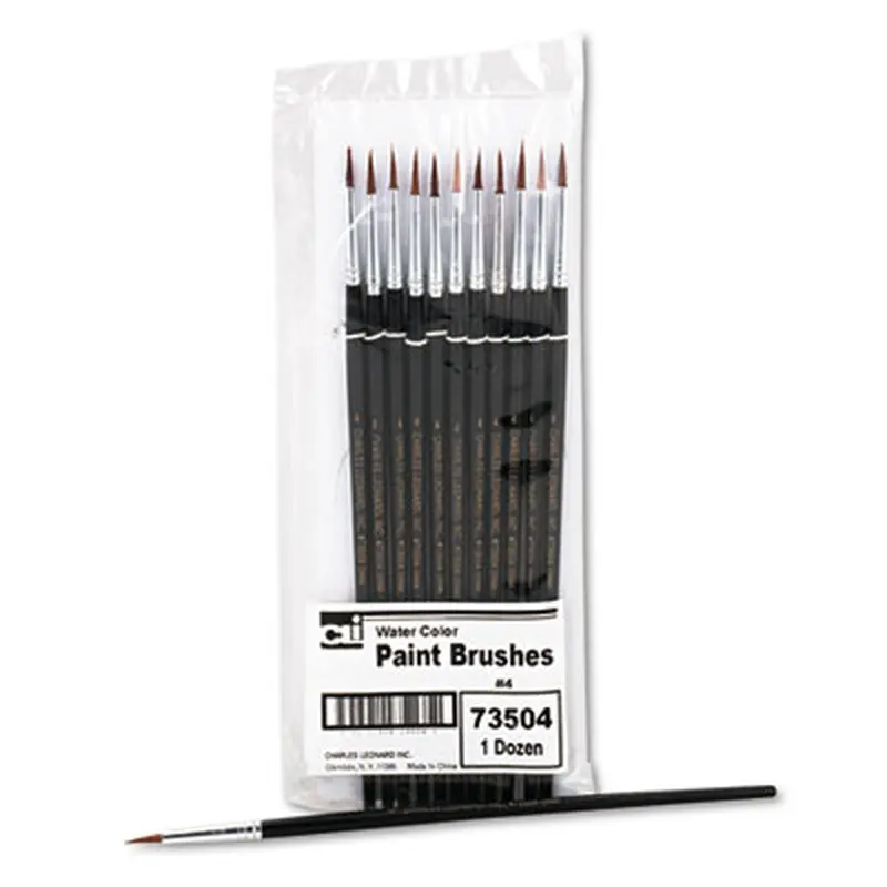 Artist Brush, Size 4, Camel Hair, Round Profile, 12/Pack - Paint Supplies | Charles Leonard