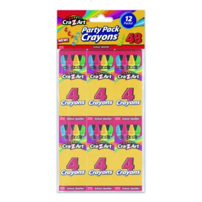 Crayons, Regular Size, 4 Assorted Colors, 4/Box, 12 Boxes/Pack - Crayons | Cra-Z-Art