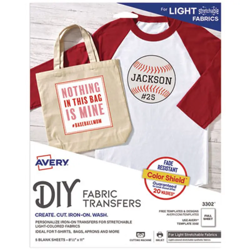 Fabric Transfers for Light-Colored Fabrics, 8.5 x 11, White, 5/Pack - Art & Design Paper | Avery