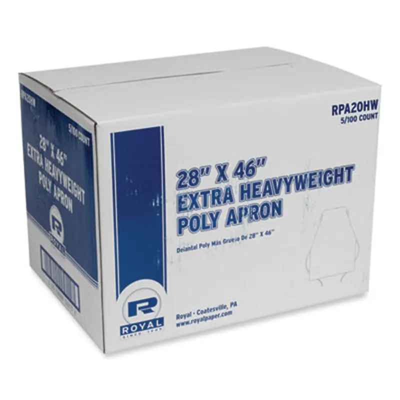 Heavyweight Poly Aprons, 28 x 46, 1.77 mil, One Size Fits All, White, 500/Carton - Smocks & Aprons | AmerCareRoyal