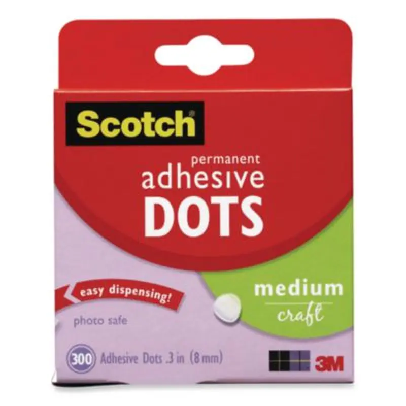 Mounting Adhesive Dots, 0.3" dia, Transparent, 300/Pack - Glue | Scotch