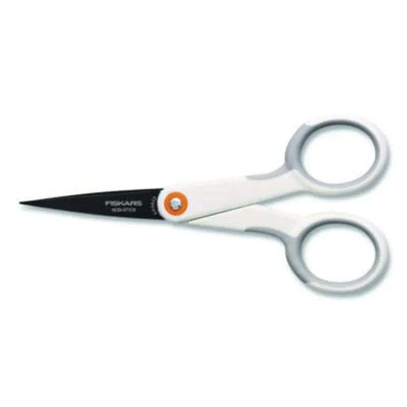 SoftGrip Nonstick Scissors, 5" Long, Straight White/Gray Handle - Scissors | Fiskars