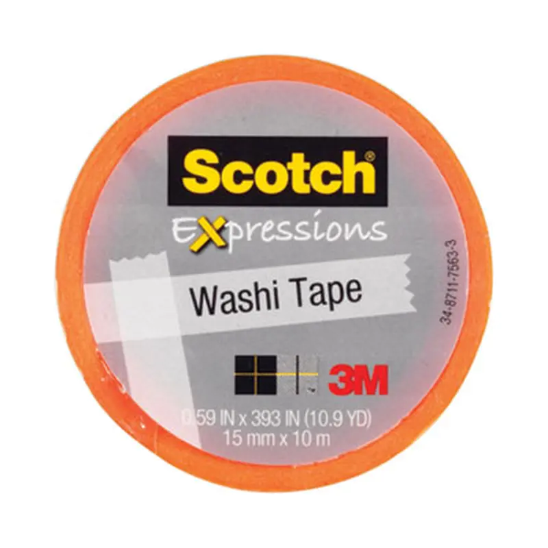 Expressions Washi Tape, 1.25" Core, 0.59" x 32.75 ft, Orange - Tape | Scotch