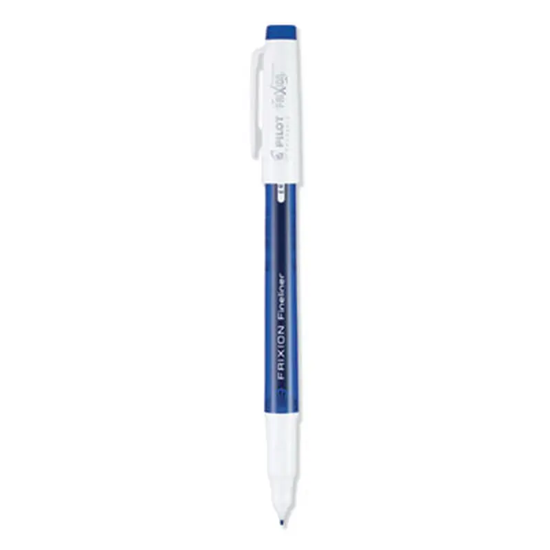 FriXion Fineliner Erasable Porous Point Pen, Stick, Fine 0.6 mm, Blue Ink, Blue/White Barrel, Dozen - Pens | Pilot