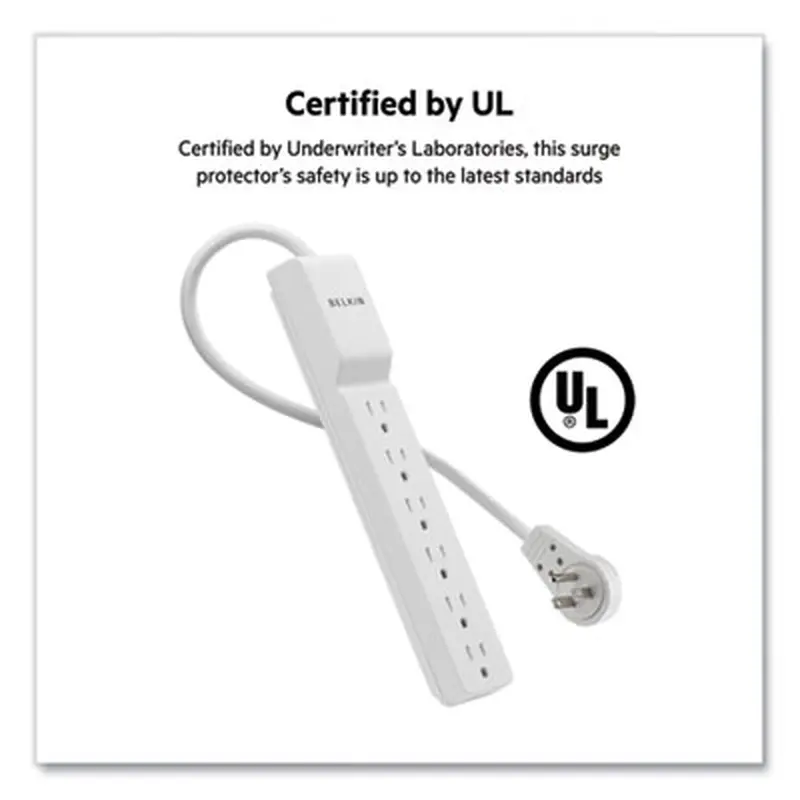 Home/Office Surge Protector with Rotating Plug, 6 AC Outlets, 6 ft Cord, 720 J, White - Surge Protectors | Belkin
