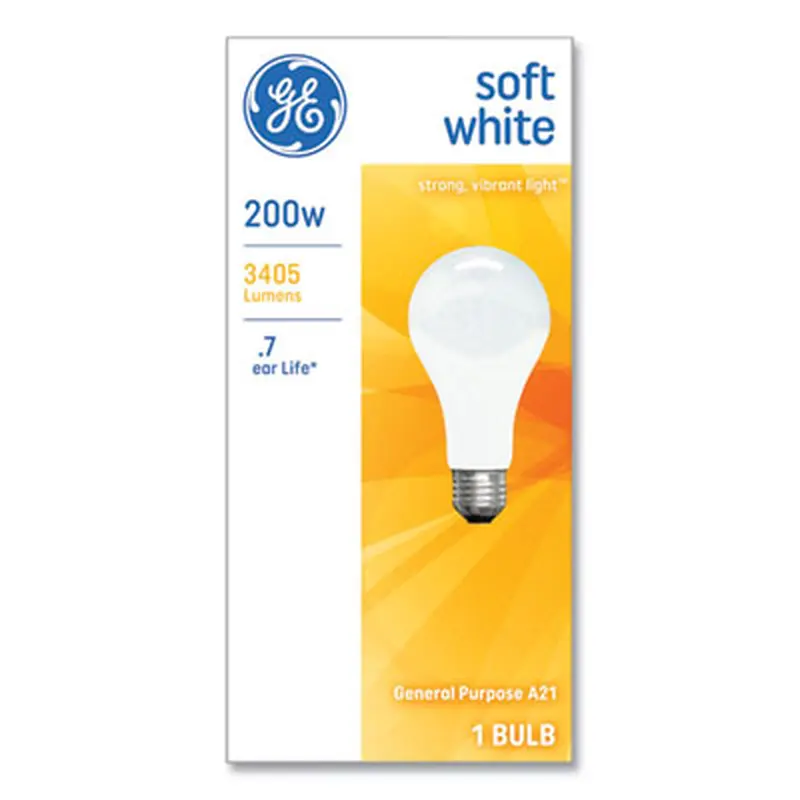 Incandescent Basic Bulb, A21, 200 W, Soft White - Light Bulbs | GE