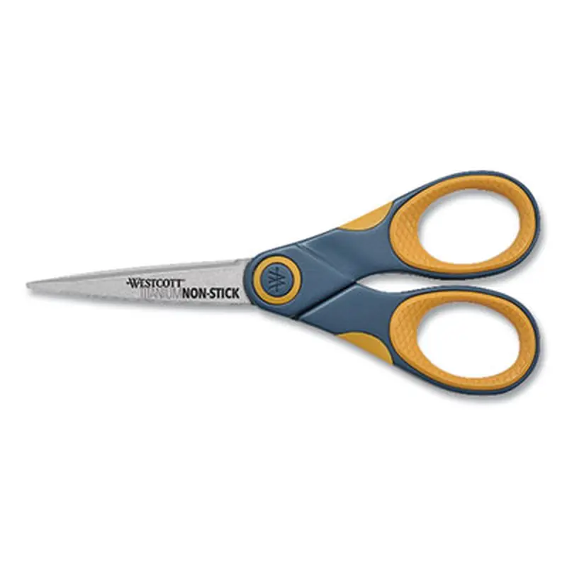 Non-Stick Titanium Bonded Scissors, 5" Long, Straight Gray/Orange Handle - Scissors | Westcott