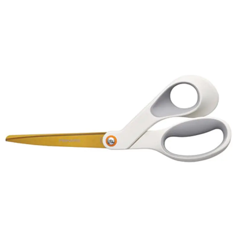 SoftGrip Titanium Scissors, 8" Long, 4" Cut Length, Offset White Handle - Scissors | Fiskars