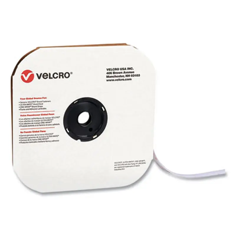 Sticky-Back Fasteners, Loop Side, 0.63" x 75 ft, White - Hook & Loop Fasteners | VELCRO Brand