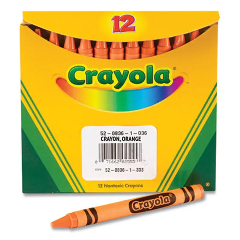 Bulk Crayons, Regular Size, 0.31" x 3.63", Orange, 12/Box - Crayons | Crayola