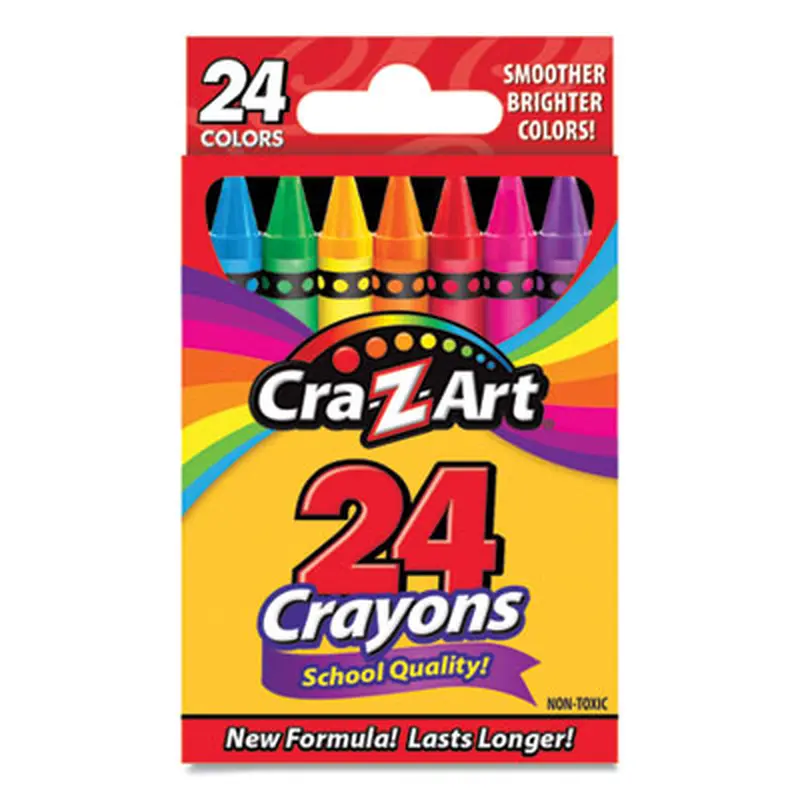 Crayons, Regular Size, 24 Assorted Colors, 24/Pack - Crayons | Cra-Z-Art