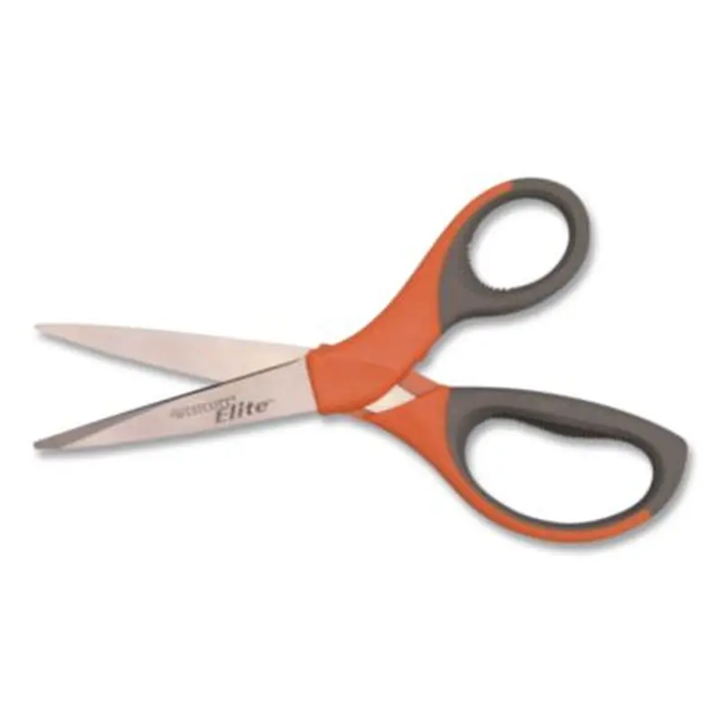 Elite Series Stainless Steel Shears, 8" Long, 3.5" Cut Length, Straight Orange Handle - Scissors | Westcott