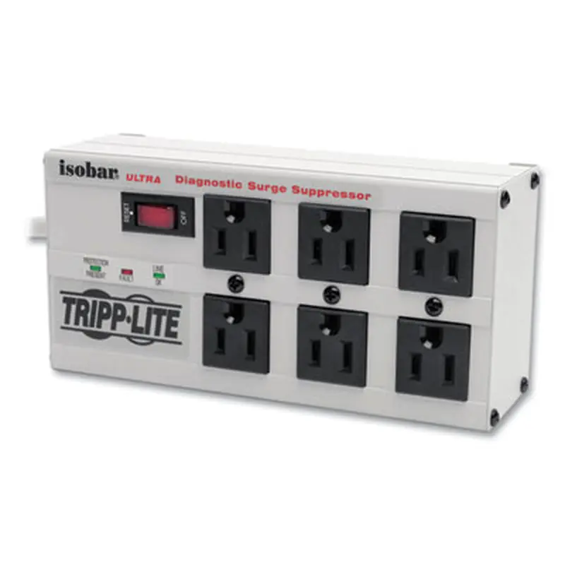 Isobar Premium Surge Suppressor, 6 AC Outlets, 6 ft Cord, 3,330 J, Light Gray - Surge Protectors | Tripp Lite by Eaton