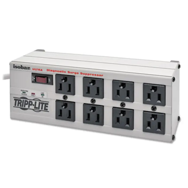 Isobar Premium Surge Suppressor, 8 AC Outlets, 12 ft Cord, 3,840 J, Light Gray - Surge Protectors | Tripp Lite by Eaton