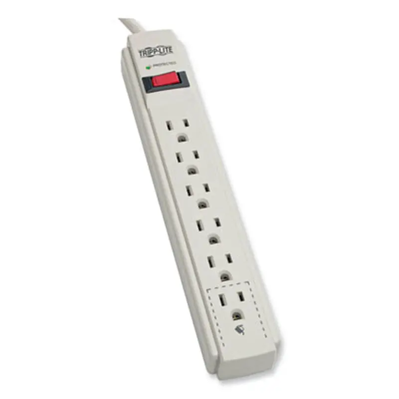 Protect It! Surge Suppressor, 6 AC Outlets, 15 ft Cord, 790 J, Light Gray - Surge Protectors | Tripp Lite by Eaton