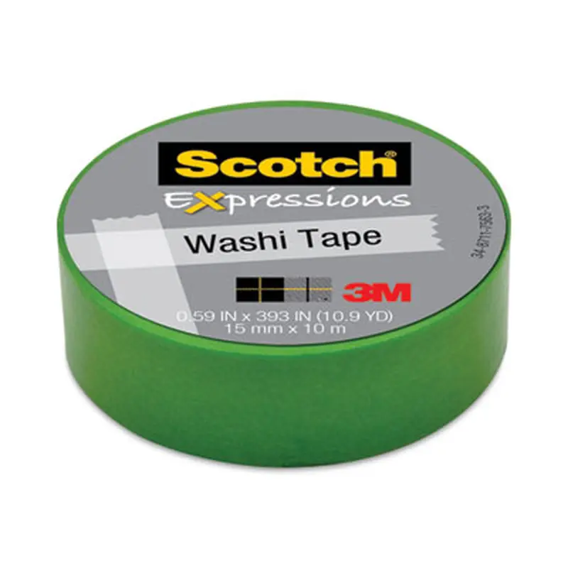 Expressions Washi Tape, 1.25" Core, 0.59" x 32.75 ft, Green - Tape | Scotch
