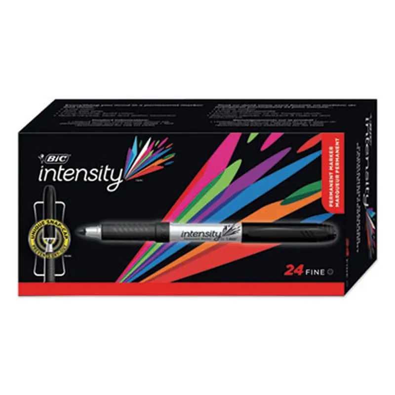 Intensity Fine Tip Permanent Marker Value Pack, Fine Bullet Tip, Black, 24/Pack - Markers | BIC