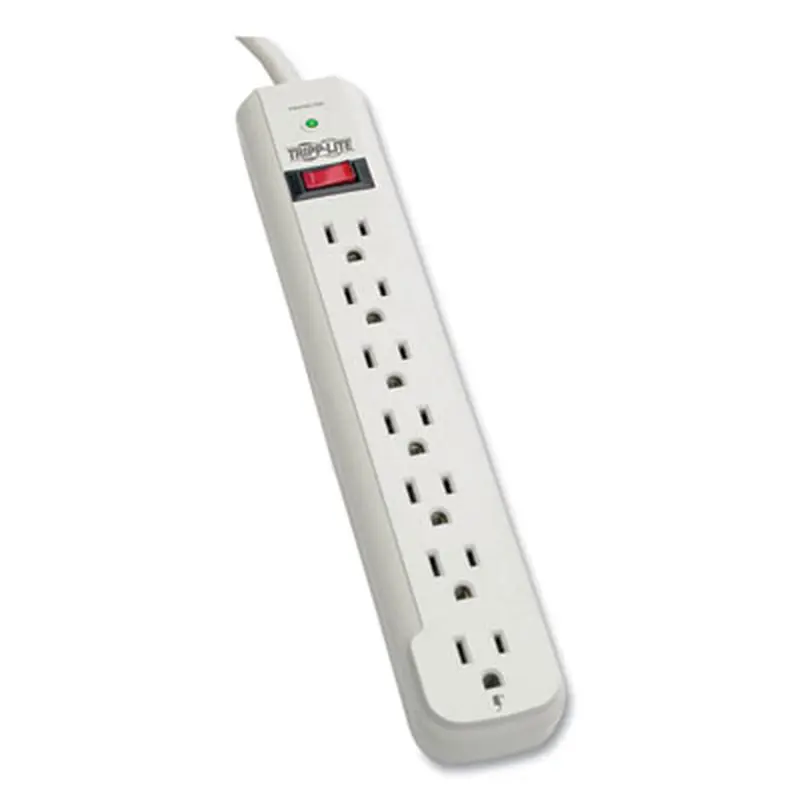 Protect It! Surge Suppressor, 7 AC Outlets, 6 ft Cord, 1,080 J, Light Gray - Surge Protectors | Tripp Lite by Eaton