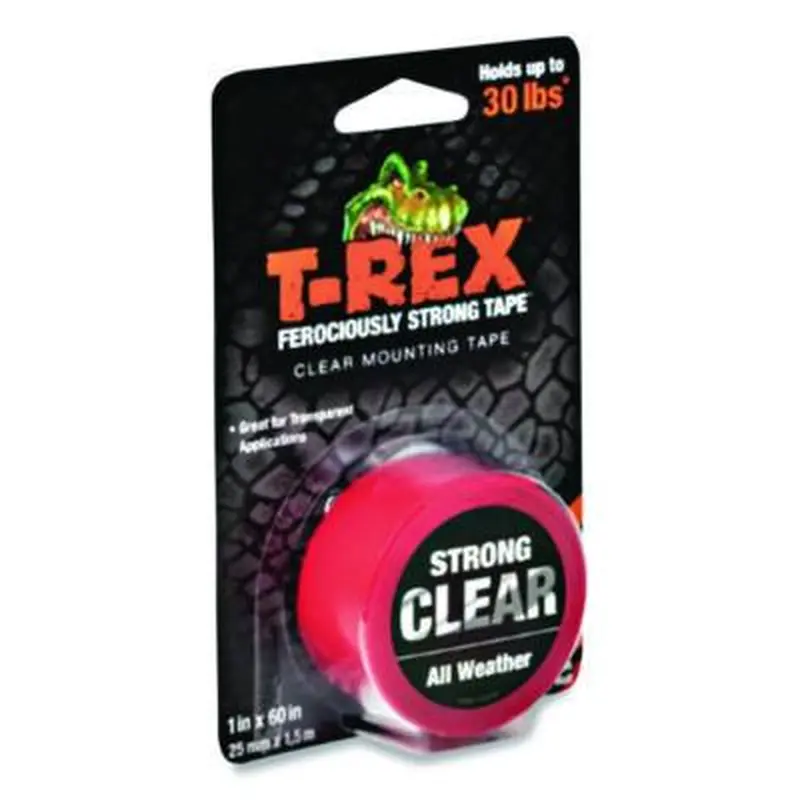 Strong Mounting Tape, Permanent, Holds Up to 0.5 lb per Inch, 1 x 60, Clear - Mounting Tape | T-REX