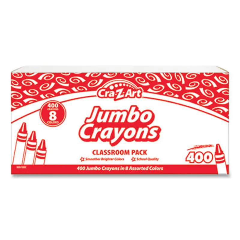 Jumbo Crayons Classpack, Jumbo Size, 8 Assorted Colors, 400/Pack - Crayons | Cra-Z-Art