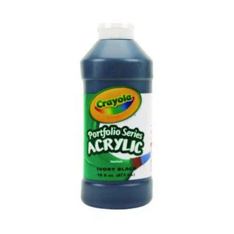 Portfolio Series Acrylic Paint, Ivory Black, 16 oz Bottle - Paint | Crayola
