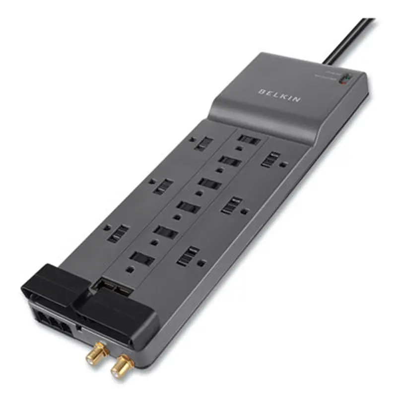 Professional Series SurgeMaster Surge Protector, 12 AC Outlets, 10 ft Cord, 3,996 J, Dark Gray - Surge Protectors | Belkin