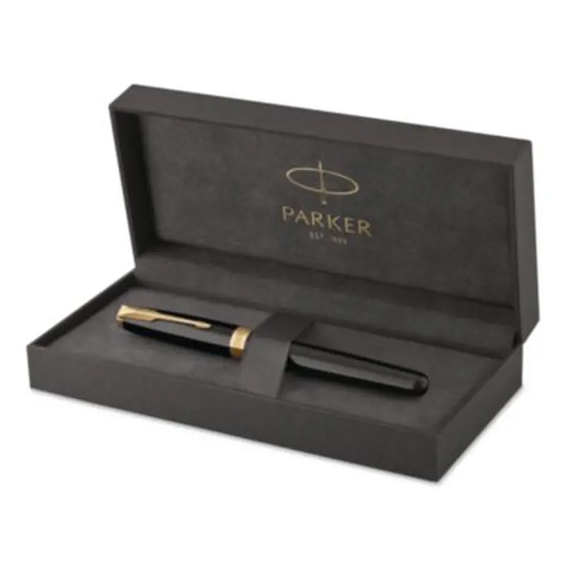 Sonnet Fountain Pen, with Gift Box, Medium 1 mm, Black Ink, Black/Gold Barrel - Pens | Parker