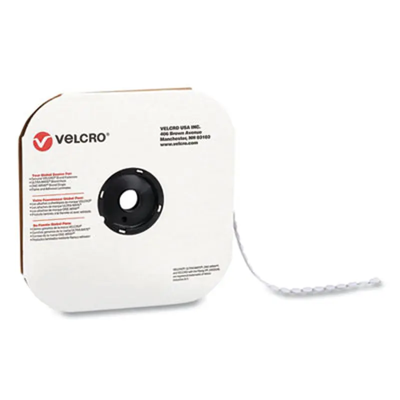 Sticky-Back Fasteners, Loop Side, 0.5" dia, White, 1,440/Carton - Hook & Loop Fasteners | VELCRO Brand
