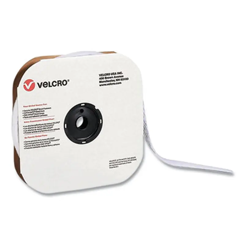 Sticky-Back Fasteners, Loop Side, 1" x 75 ft, White - Hook & Loop Fasteners | VELCRO Brand