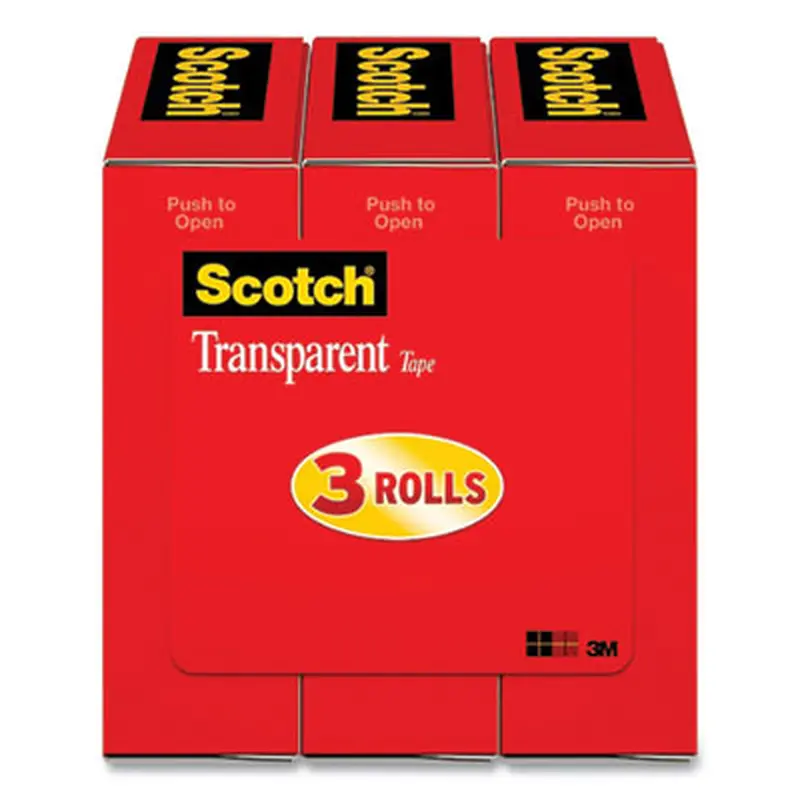 Transparent Tape, 1" Core, 0.75" x 27.77 yds, Crystal Clear, 3/Pack - Tape | Scotch