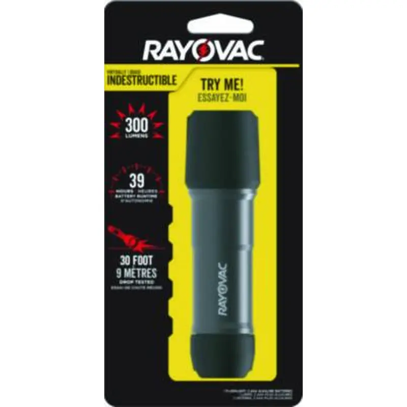 Virtually Indestructible LED Flashlight, 3 AAA Batteries (Included), Black - Flashlights | Rayovac