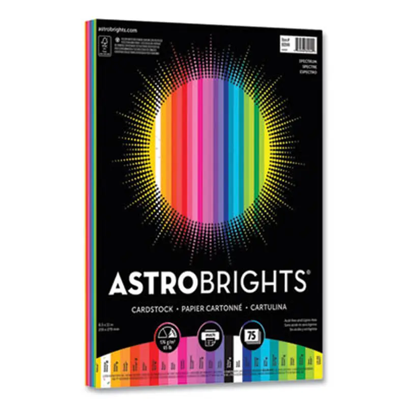 Color Cardstock, 65 lb Cover Weight, 8.5 x 11, Assorted Spectrum Colors, 75/Pack - Art & Design Paper | Astrobrights