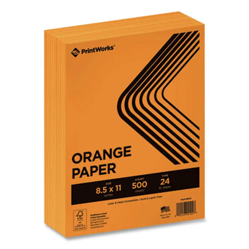 Color Paper, 24 lb Text Weight, 8.5 x 11, Orange, 500/Ream - Art & Design Paper | PrintWorks Professional