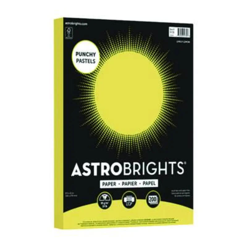 Color Paper - "Punchy Pastels" Assortment, 24 lb Bond Weight, 8.5 x 11, Lively Lemon, 200/Pack - Art & Design Paper | Astrobrights
