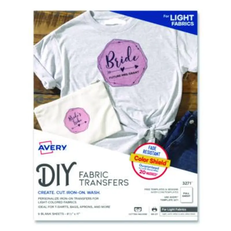 Fabric Transfers, For Light-Colored Fabrics, 8.5 x 11, White, 6/Pack - Art & Design Paper | Avery