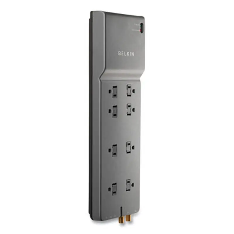 Home/Office Surge Protector, 8 AC Outlets, 12 ft Cord, 3,390 J, Dark Gray - Surge Protectors | Belkin