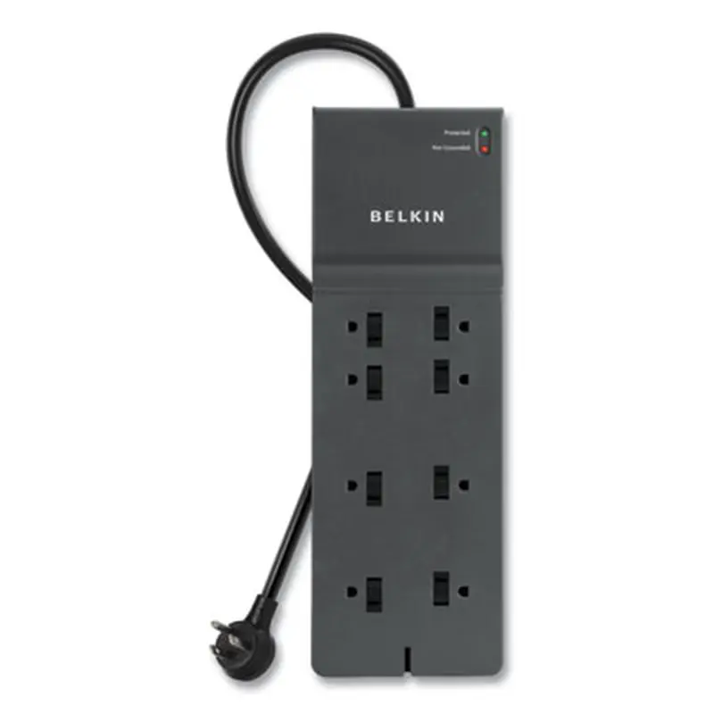 Home/Office Surge Protector, 8 AC Outlets, 8 ft Cord, 2,500 J, Black - Surge Protectors | Belkin