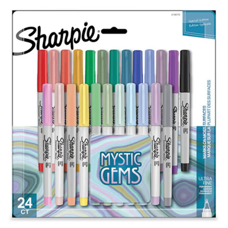 Mystic Gems Markers, Ultra-Fine Needle Tip, Assorted, 24/Pack - Markers | Sharpie