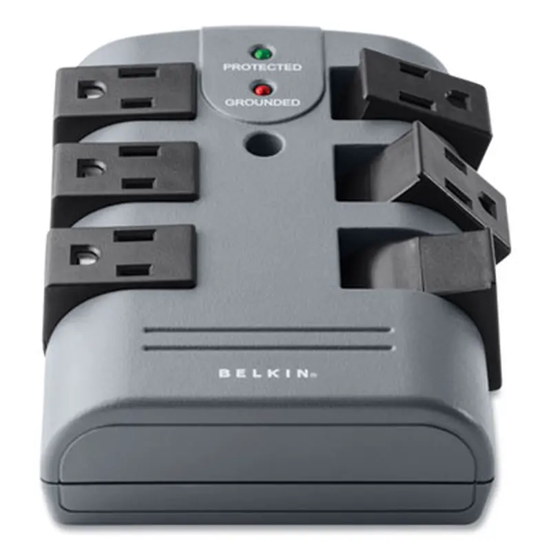 Pivot Plug Surge Protector, 6 AC Outlets, 1,080 J, Gray - Surge Protectors | Belkin