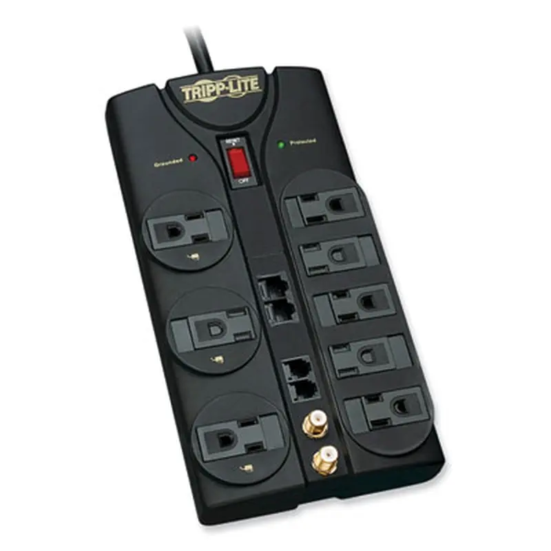 Protect It! Surge Suppressor, 8 AC Outlets, 10 ft Cord, 3,240 J, Black - Surge Protectors | Tripp Lite by Eaton