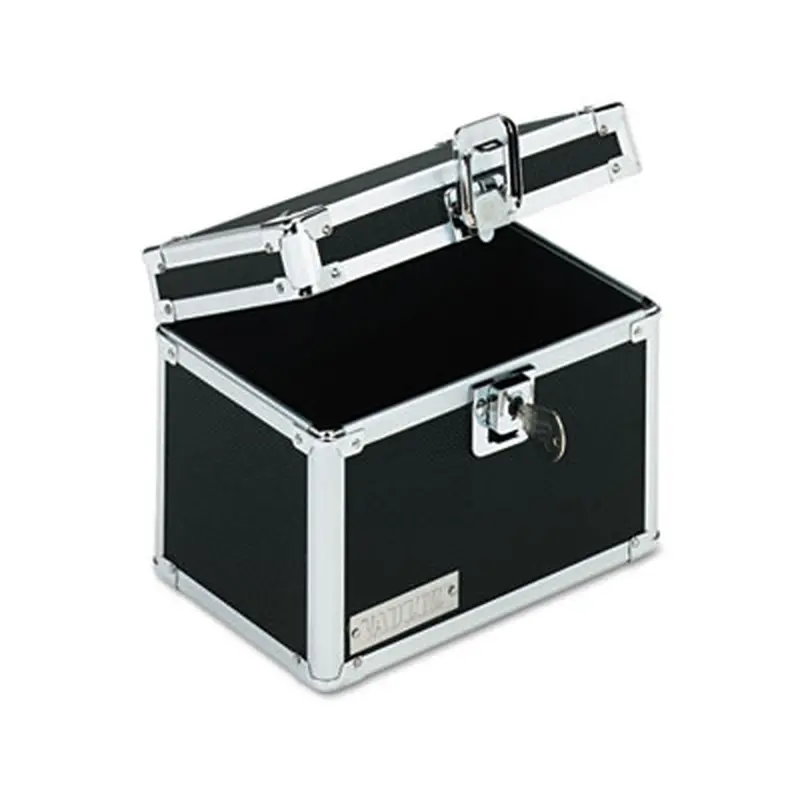 Vaultz Locking Index Card File with Flip Top, Holds 450 4 x 6 Cards, 7 x 5 x 5, Black - Card Holders | Vaultz