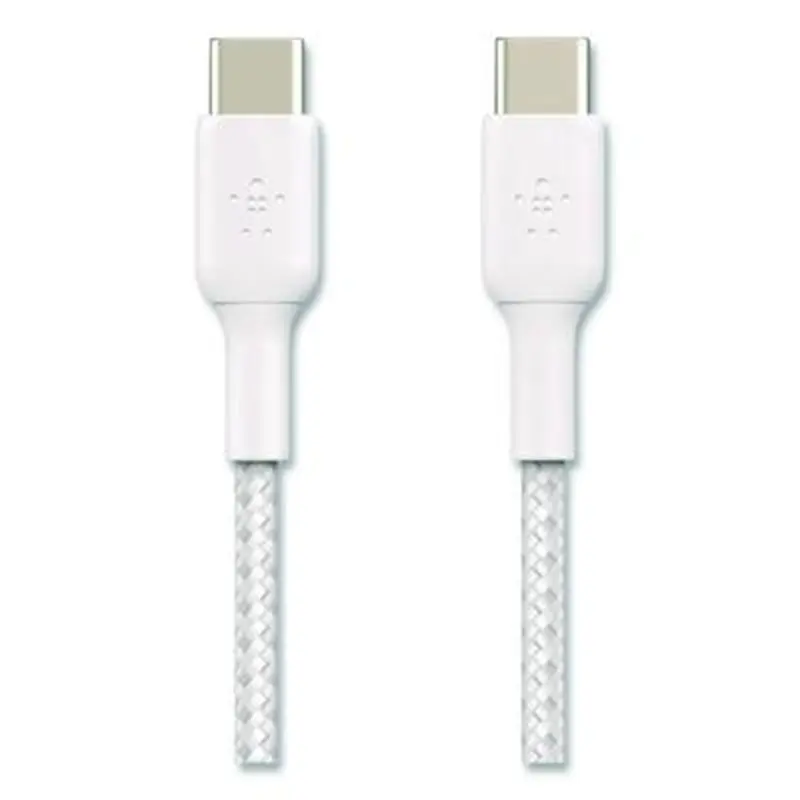BOOST CHARGE Braided USB-C to USB-C Cable, 3.3 ft, White - Adapters/Chargers | Belkin