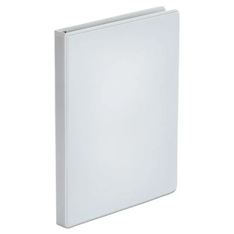 Economy Round Ring View Binder, 3 Rings, 0.5" Capacity, 11 x 8.5, White - Binders | Universal