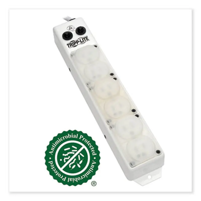 Medical-Grade Power Strip for Patient-Care Vicinity, 6 Outlets, 15 ft Cord, White - Power Strips | Tripp Lite by Eaton