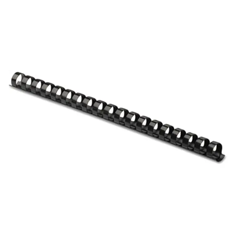 Plastic Comb Bindings for 11 x 8.5 Documents, 19 Rings, 0.38" (55-Sheet) Capacity, Black, 100/Pack - Binding Spines | Fellowes