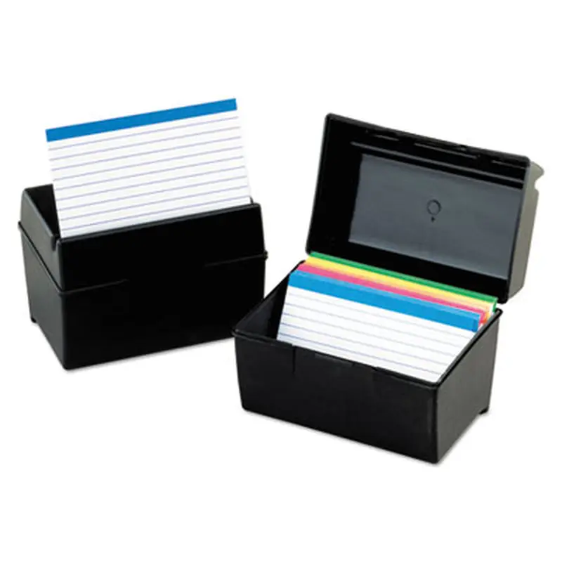 Plastic Index Card File, Holds 500 5 x 8 Cards, 8.63 x 6.38 x 6, Black - Card Holders | Oxford