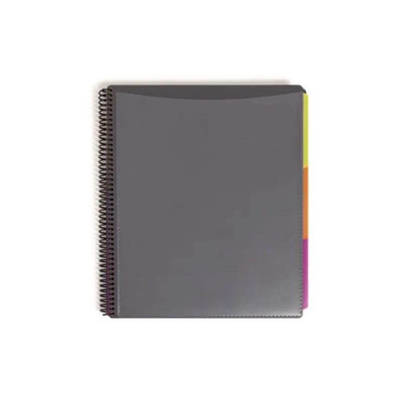 Poly Project Organizer, 24 Letter-Size Sleeves, Gray with Bright Pockets - Presentation Books | Smead