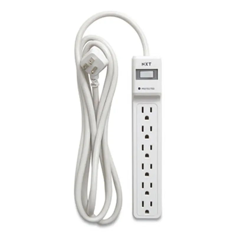 Surge Protector, 6 AC Outlets, 8 ft Cord, 900 J, White - Surge Protectors | NXT Technologies
