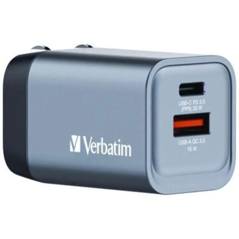 35 W 2-Port GaN Wall Charger, Black/Gray - Adapters/Chargers | Verbatim