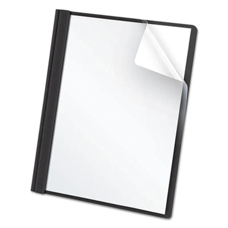Clear Front Standard Grade Report Cover, Three-Prong Fastener, 0.5" Capacity, 8.5 x 11, Clear/Black, 25/Box - Report Covers | Oxford